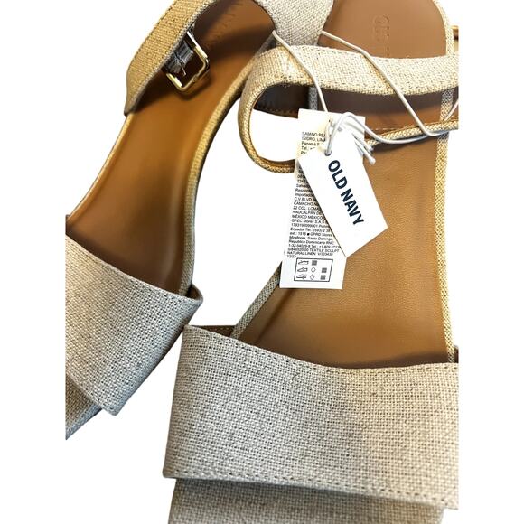 Old Navy Slingback Chunky Heel Sandal Shoes 10 Natural Beige New with Tags - Picture 13 of 13